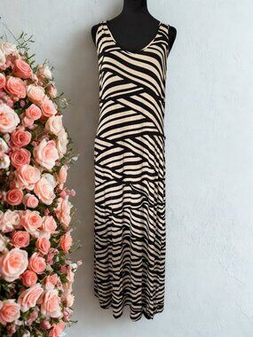 Calvin Klein Tan and Black Maxi Dress